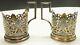 Pair Of Russian. 875 Silver Glass Cup Holders / Vintage Niello Gilt 155.5g