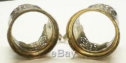 Pair of Russian. 875 Silver Glass Cup Holders / Vintage Niello Gilt 155.5g