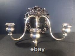 Pair of Silver plated wall scones/Art Nouveau/3 branches/Brackets/Candle Holder