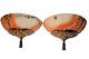 Pair Of Silvered Bronze & Alabaster Wall Sconces Art Deco Vintage Light Fixtures
