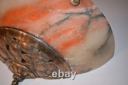 Pair of Silvered Bronze & Alabaster Wall Sconces Art Deco Vintage Light Fixtures