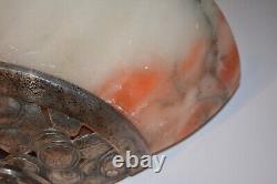 Pair of Silvered Bronze & Alabaster Wall Sconces Art Deco Vintage Light Fixtures