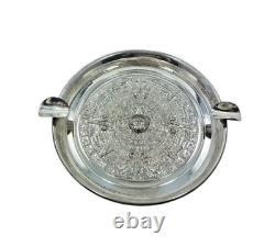 Pair of Sterling Silver Aztec Calendar Ashtrays 925 Unused Patina Vintage Decor