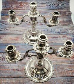 Pair of Sterling Silver Candelabras, Imperial Camusso, 3-light Vintage Peru