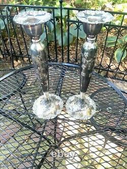 Pair of VINTAGE BARBOUR S. P. CO 5336-A HAND CHASED REPOUSSE CANDLE HOLDERS 12