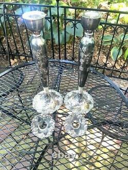 Pair of VINTAGE BARBOUR S. P. CO 5336-A HAND CHASED REPOUSSE CANDLE HOLDERS 12