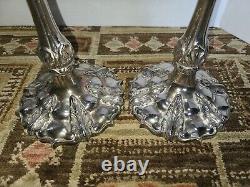 Pair of VTG Large, Heavy, Ornate MGS Silver-Plated Candlesticks 13.5 Tall, 4lbs