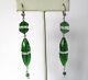Pair Of Vintage 3 3/4-inch Deco Green & Clear Crystal Sterling Silver Earrings