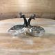 Pair Of Vintage 800-925 Silver Crystal Peacock Salt & Pepper Cellars Hallmarked