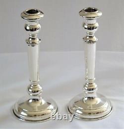 Pair of Vintage 800 Silver Classical Tall Italian Candlesticks