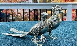 Pair of Vintage Andrea By Sadek Silvertone Metal Pheasant Birds