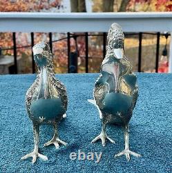 Pair of Vintage Andrea By Sadek Silvertone Metal Pheasant Birds