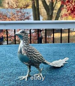 Pair of Vintage Andrea By Sadek Silvertone Metal Pheasant Birds