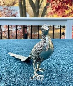 Pair of Vintage Andrea By Sadek Silvertone Metal Pheasant Birds