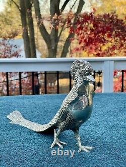 Pair of Vintage Andrea By Sadek Silvertone Metal Pheasant Birds