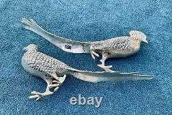 Pair of Vintage Andrea By Sadek Silvertone Metal Pheasant Birds