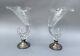 Pair Of Vintage Antique 11 Cornucopia Vases With Sterling Silver Bases
