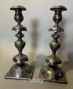 Pair of Vintage Antique Norblin & Co. 12 Silverplate Candlesticks