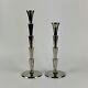 Pair Of Vintage Art Deco Style Silver Plated Candlestick Holders In Tier Design