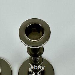 Pair of Vintage Art Deco Style Silver Plated Candlestick Holders in Tier Design