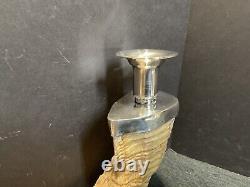 Pair of Vintage Authentic Rams Horn & Silver Candleholders
