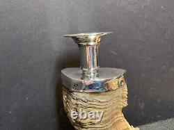 Pair of Vintage Authentic Rams Horn & Silver Candleholders