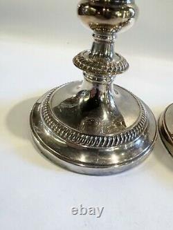 Pair of Vintage Barker Ellis Silver Plate Weighted Low Candle Holders