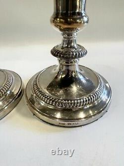 Pair of Vintage Barker Ellis Silver Plate Weighted Low Candle Holders