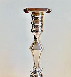Pair of Vintage CARTIER STERLING GEORGIAN CANDLESTICKS 9 1/4 Weighted # 2143