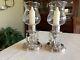 Pair Of Vintage Candle Holders Silver Base With Crystal Pendants