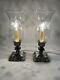 Pair Of Vintage Cephas B Rogers Silver Plate Electric Hurricane Mantle Lamps