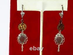 Pair of Vintage Cut Steel & Hand-Painted Glass Cameo Earrings/Boho/Shabby Chic