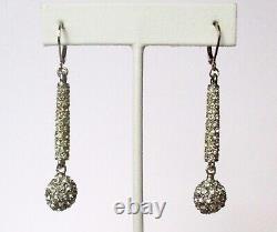 Pair of Vintage Disco Rhinestone Silver Earrings/Boho/Shabby Chic