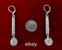 Pair of Vintage Disco Rhinestone Silver Earrings/Boho/Shabby Chic