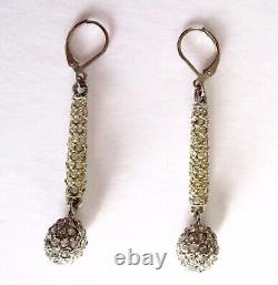 Pair of Vintage Disco Rhinestone Silver Earrings/Boho/Shabby Chic