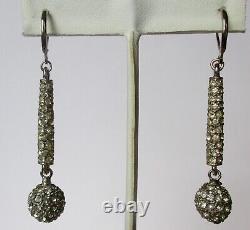 Pair of Vintage Disco Rhinestone Silver Earrings/Boho/Shabby Chic