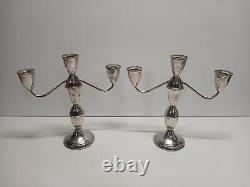 Pair of Vintage Duchin Creation Sterling Weighted 3 candle stick