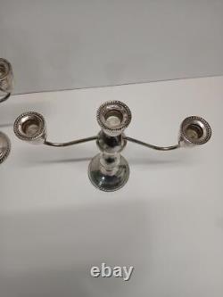 Pair of Vintage Duchin Creation Sterling Weighted 3 candle stick