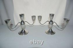 Pair of Vintage Duchin Creation Sterling weighted 3 candle stick holders