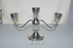 Pair of Vintage Duchin Creation Sterling weighted 3 candle stick holders