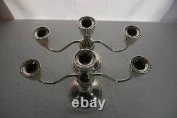 Pair of Vintage Duchin Creation Sterling weighted 3 candle stick holders