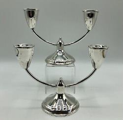 Pair of Vintage Duchin Creations Double Arm Sterling Candlesticks /b