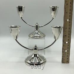 Pair of Vintage Duchin Creations Double Arm Sterling Candlesticks /b