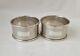 Pair Of Vintage English Sterling Silver Napkin Rings, Blank Cartouches, D. 1958