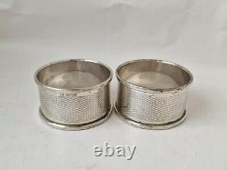 Pair of Vintage English Sterling Silver Napkin Rings, blank cartouches, d. 1958