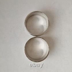 Pair of Vintage English Sterling Silver Napkin Rings, blank cartouches, d. 1958