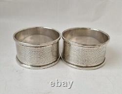 Pair of Vintage English Sterling Silver Napkin Rings, blank cartouches, d. 1958