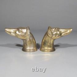 Pair of Vintage French Handles, Dog's Head, Chrome Plating