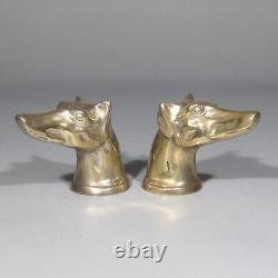 Pair of Vintage French Handles, Dog's Head, Chrome Plating