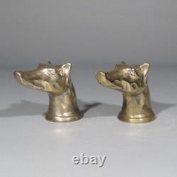 Pair of Vintage French Handles, Dog's Head, Chrome Plating